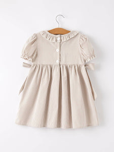 Pumpkin Embroidery Smock Plaid Dress