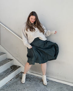 Duvall Tiered Smocked Waistband Skirt in Forest Green