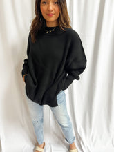 Load image into Gallery viewer, Island Park Side Slit Oversized Sweater in Black