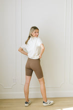 Load image into Gallery viewer, Pasadena Ribbed Biker Shorts in Olive Green