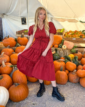 Load image into Gallery viewer, Balmoral Castle Smocked Waist Dress in Deep Red