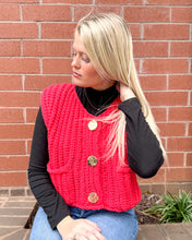 Load image into Gallery viewer, Reston Gold Button Knit Vest in Red