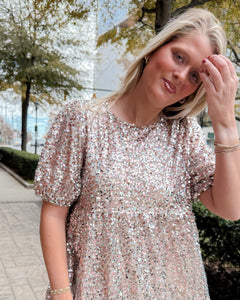 Seventh Avenue Sequin Babydoll Dress