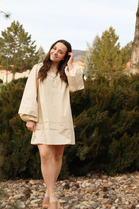 Alexandria Collared Dress in Cream