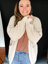 Load image into Gallery viewer, Reno Waffle Cardigan in Beige