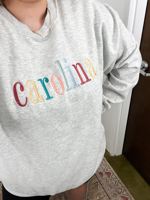 The Crewneck Collection: Carolina Embroidered Sweater