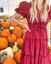 Load image into Gallery viewer, Balmoral Castle Smocked Waist Dress in Deep Red