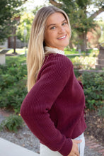 Load image into Gallery viewer, Claremont Tie Front Cardigan in Merlot