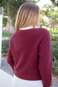 Claremont Tie Front Cardigan in Merlot