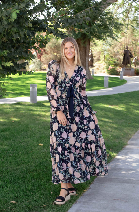 Iva Floral Bow Tie Maxi Dress