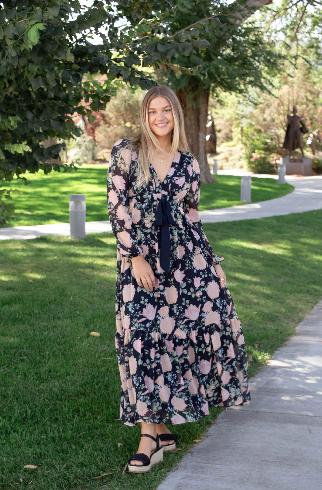 Iva Floral Bow Tie Maxi Dress