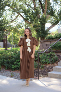 Oakhurst Brown Textured Midi Dress