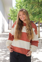 Load image into Gallery viewer, Coronado Rugby Stripe Pullover in Rust + Cream