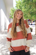 Load image into Gallery viewer, Coronado Rugby Stripe Pullover in Rust + Cream