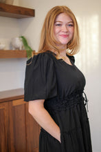 Load image into Gallery viewer, Savannah Black Smocked Waist Dress