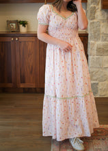 Load image into Gallery viewer, Vienna Pink Floral Smocked Maxi Dress