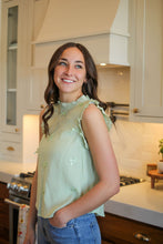Load image into Gallery viewer, Dahlia Ruffle Bow Tank in Sage