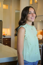 Load image into Gallery viewer, Dahlia Ruffle Bow Tank in Sage