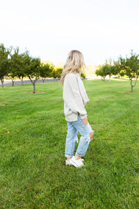 Island Park Side Slit Oversized Sweater in Beige