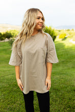 Load image into Gallery viewer, Des Monies Oversized Raw Edge Tee in Taupe