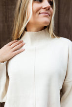 Load image into Gallery viewer, Downington Mockneck Center Seam Sweater in Cream
