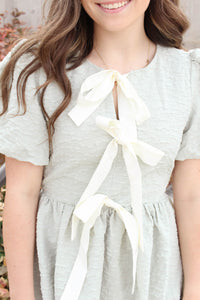 Leeds Sage Textured Tie Mini Dress