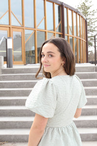 Leeds Sage Textured Tie Mini Dress