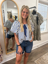 Load image into Gallery viewer, Alva Striped Lace Bow Top