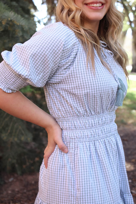 Lansing Gingham Midi Dress in Sage