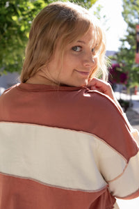 Coronado Rugby Stripe Pullover in Rust + Cream