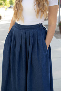 Monetta Denim Pleated Skirt