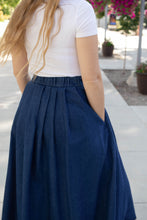 Load image into Gallery viewer, Monetta Denim Pleated Skirt