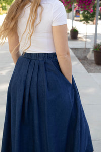 Monetta Denim Pleated Skirt