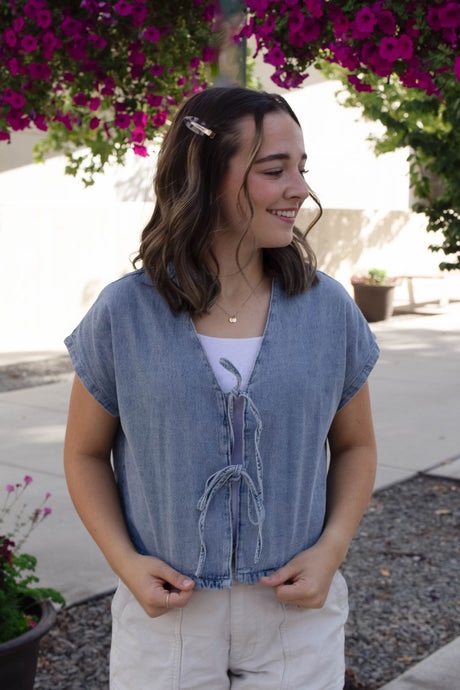 Cheyenne Denim Tie Top