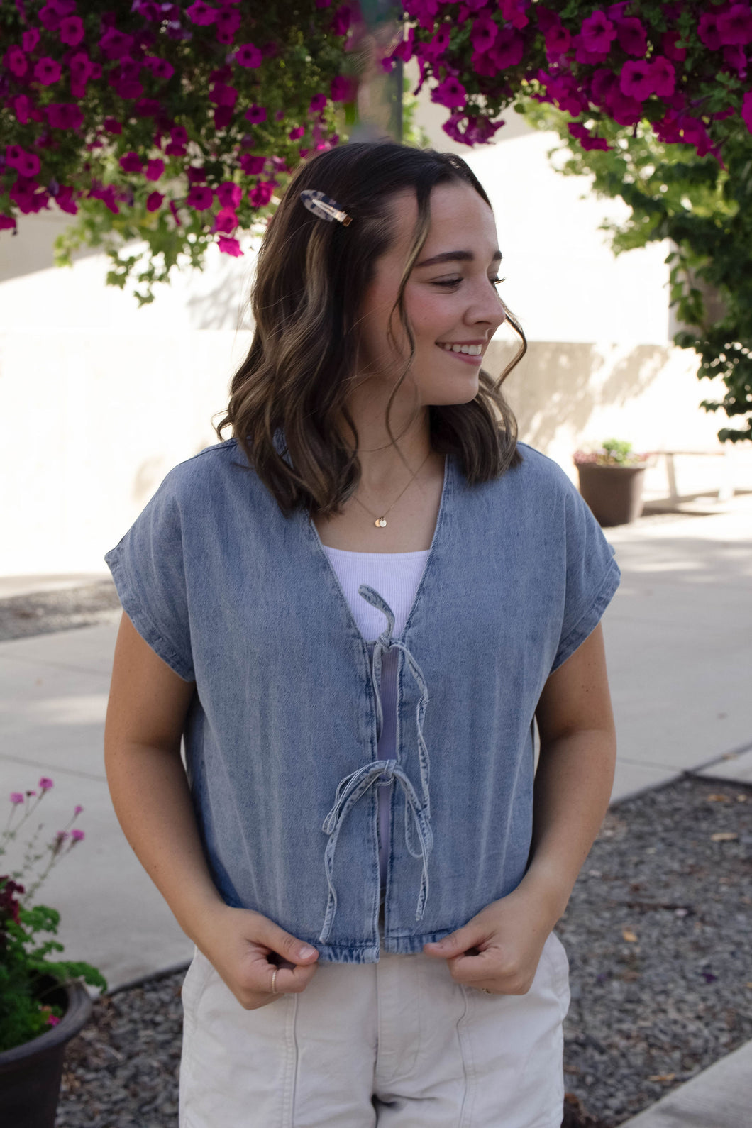 Cheyenne Denim Tie Top