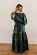 Load image into Gallery viewer, Philadelphia Tiered Puff Sleeve Dress in Forest Green