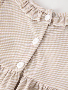 Pumpkin Embroidery Smock Plaid Dress
