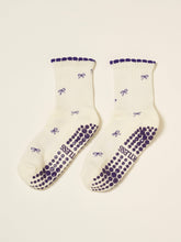 Load image into Gallery viewer, Ruffle Grip Pilates Sock in Purple Bows