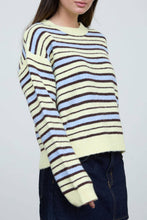 Load image into Gallery viewer, Kenai Striped Crewneck Sweater in Butter + Blue