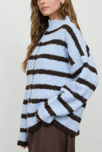 Load image into Gallery viewer, Andover Striped Mockneck Fuzzy Cardigan