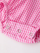 Load image into Gallery viewer, Pink Gingham Bow Embroidered Baby Girl Romper