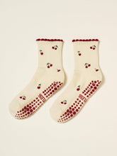 Load image into Gallery viewer, Ruffle Grip Pilates Sock in Cherry