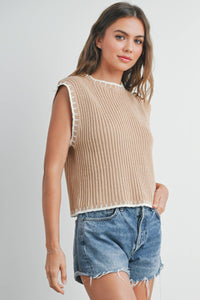 Lone Star Sleeveless Knit Vest in Taupe