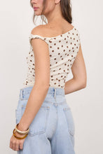 Load image into Gallery viewer, Beverly Polka Dot Asymmetrical Twist Top in Ivory