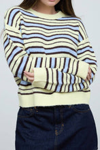Load image into Gallery viewer, Kenai Striped Crewneck Sweater in Butter + Blue