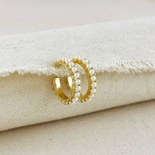 Load image into Gallery viewer, Paris Jewelry Collection: Pearl Gold Hoops