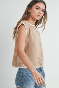 Lone Star Sleeveless Knit Vest in Taupe