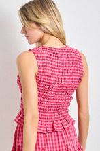 Load image into Gallery viewer, Midtown Smocked Pink Gingham Top
