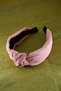 Katy Knotted Headband in Pink Corduroy