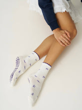 Load image into Gallery viewer, Ruffle Grip Pilates Sock in Purple Bows